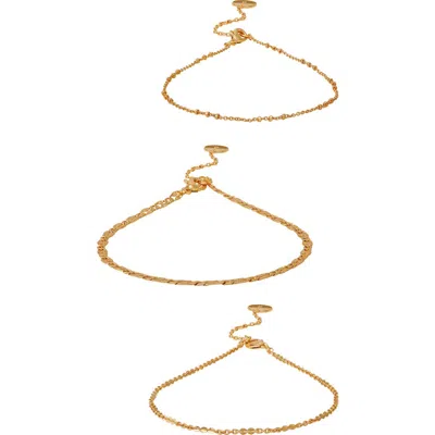 Vince Camuto Fancy 3-pack Assorted Anklets In Gold