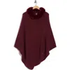 Vince Camuto Faux Fur Trim Poncho In Burgundy