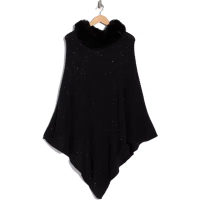Vince Camuto Faux Fur Trim Poncho In Multi
