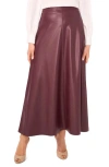 Vince Camuto Faux Leather A-line Skirt In Burgundy
