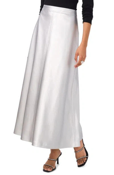 Vince Camuto Faux Leather A-line Skirt In Silver