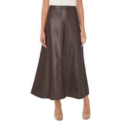 Vince Camuto Faux Leather A-line Skirt In Brown