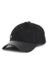 Vince Camuto Faux Leather & Faux Suede Baseball Cap In Black