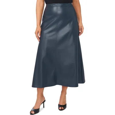 Vince Camuto Faux Leather Center Seam Maxi Skirt In Blue