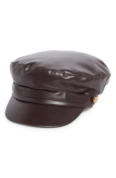 Vince Camuto Faux Leather Conductor Hat In Brown