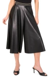 Vince Camuto Faux Leather Crop Wide Leg Culotte Pants In Black