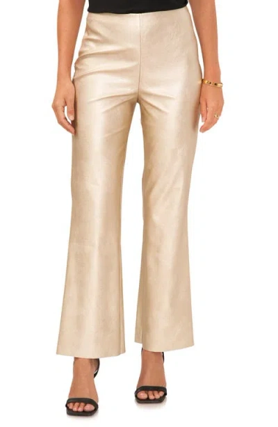 Vince Camuto Metallic Flare Leg Pants In Soft Gold