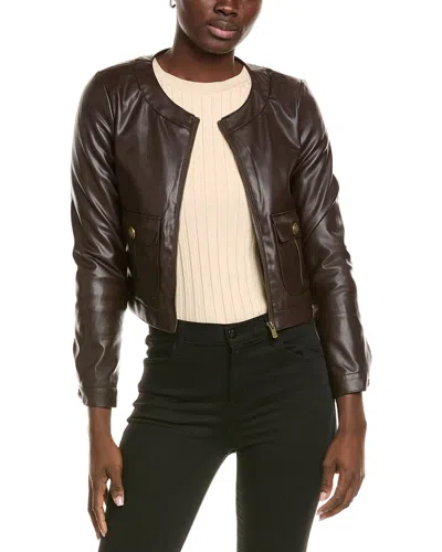 Vince Camuto Faux Leather Jacket In Brown