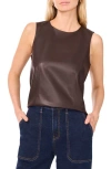 Vince Camuto Faux Leather Tank Top In Brown