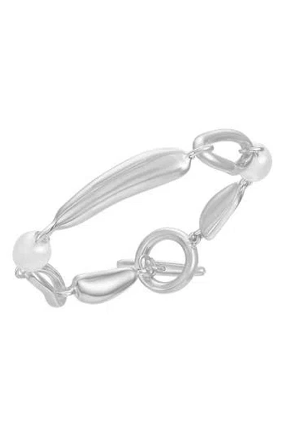 Vince Camuto Faux Pearl Nugget Toggle Bracelet In Metallic