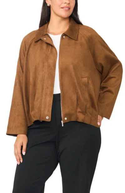 Vince Camuto Faux Suede Raglan Sleeve Jacket In Multi