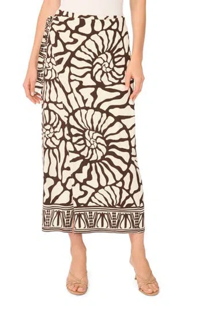 Vince Camuto Faux Wrap Midi Skirt In Chicory Coffee
