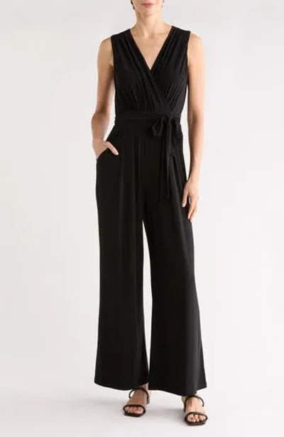 Vince Camuto Faux Wrap Wide Leg Jumpsuit In Black