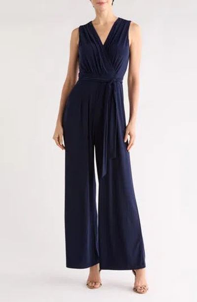 Vince Camuto Faux Wrap Wide Leg Jumpsuit In Blue