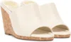 Vince Camuto Fayla Sandals Women Ivory Leather Slip On Wedge Heel Zpo2893 In White