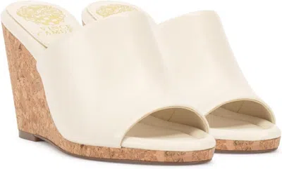 VINCE CAMUTO FAYLA SANDALS WOMEN IVORY LEATHER SLIP ON WEDGE HEEL ZPO2893