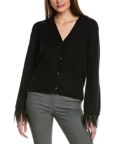 VINCE CAMUTO FEATHER TRIM CARDIGAN