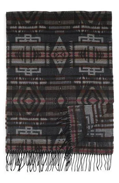 Vince Camuto Feathersoft Geometric Jacquard Wrap Scarf In Black