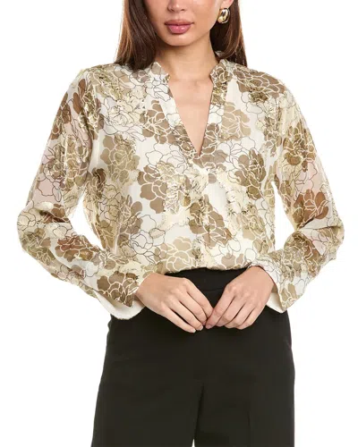 Vince Camuto Fil Coupe Blouse In Beige