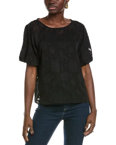 Vince Camuto Fil Coupe Burnout Blouse In Black