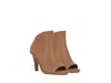 Vince Camuto Finndaya Sandals Women's Brown Leather Peep-toe Bootie Jobb1031 In Brown