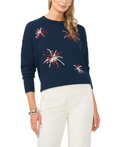Vince Camuto Firework Crewneck Sweater In Blue