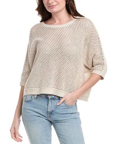 Vince Camuto Fishnet Sweater In Beige