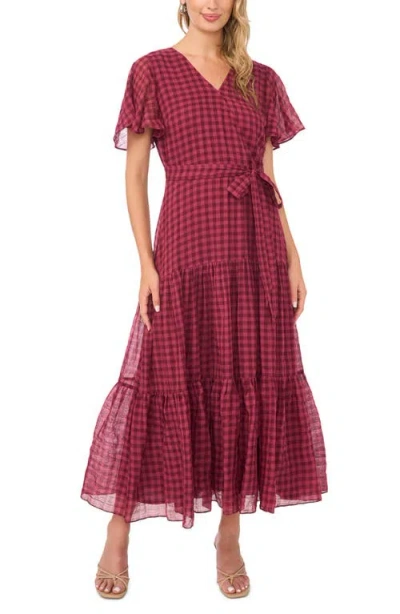 Vince Camuto Fit & Flare Gingham Maxi Dress In Red