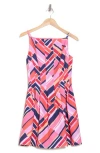 Vince Camuto Fit & Flare Scuba Dress In Pink Multi