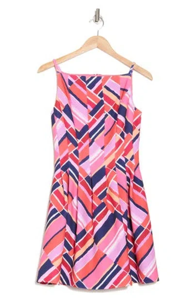 Vince Camuto Fit & Flare Scuba Dress In Pink Multi