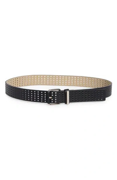 Vince Camuto Five Row Perforated Belt In Black