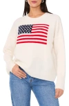Vince Camuto Flag Womens Graphic Knit Pullover Sweater In Antique White