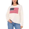 Vince Camuto Flag Womens Graphic Knit Pullover Sweater In Beige