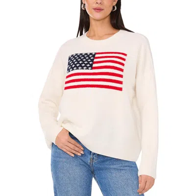 Vince Camuto Flag Womens Graphic Knit Pullover Sweater In Beige