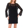 Vince Camuto Flare Sleeve Open Stitch Top In Black