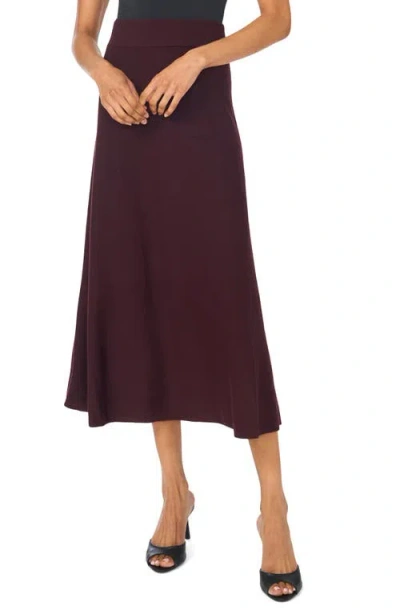 Vince Camuto Flared Knit Midi Skirt In Burgundy