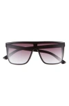 Vince Camuto Flat Top 138mm Shield Sunglasses In Black