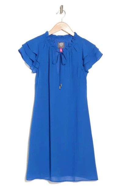 Vince Camuto Float Tie Front Chiffon Shift Dress In Blue