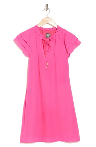 Vince Camuto Float Tie Front Chiffon Shift Dress In Pink