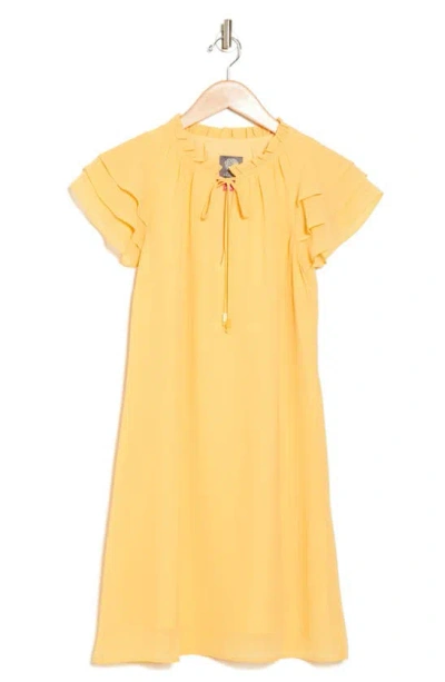 Vince Camuto Float Tie Front Chiffon Shift Dress In Yellow