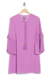 Vince Camuto Plus Size Pleated-sleeve Tie-neck Shift Dress In Violet