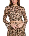 Vince Camuto Flocked Mesh Cropped Top In Beige