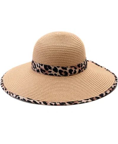Vince Camuto Floppy Framer Hat With Ribbon Trim In Leopard