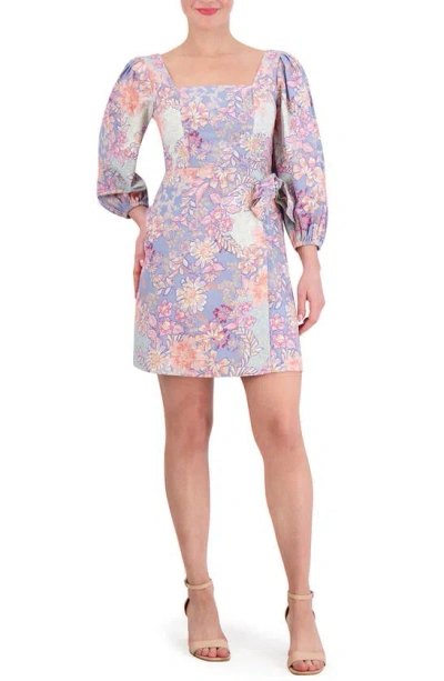 Vince Camuto Floral Balloon Sleeve Minidress In Blue