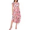 Vince Camuto Floral Belted Midi Dress In New Ivory