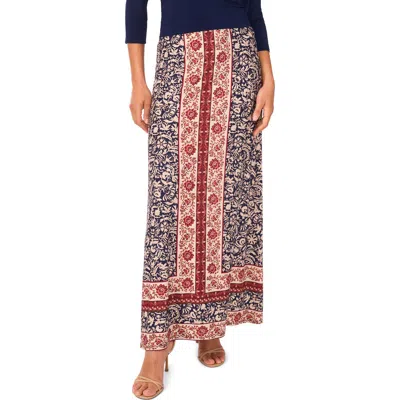 Vince Camuto Floral Border A-line Skirt In Blue