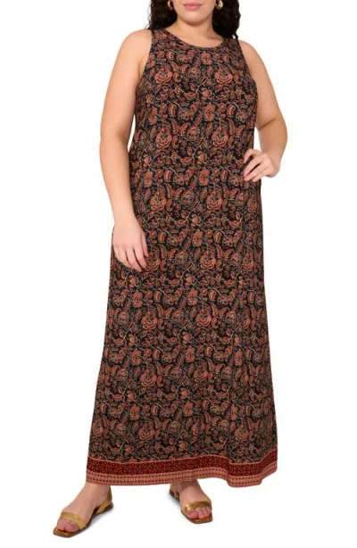 Vince Camuto Floral Border Print Sleeveless Maxi Dress