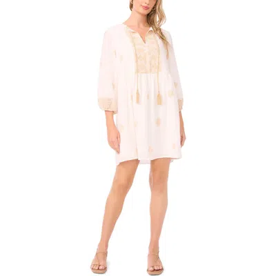 Vince Camuto Floral Brocade Shift Minidress In White