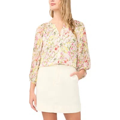 Vince Camuto Button Up Blouse W Pleated Rag In Neutral