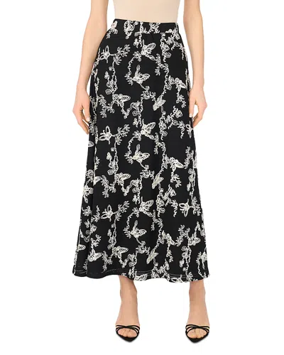 Vince Camuto Embroidered Floral A-line Maxi Skirt In Black